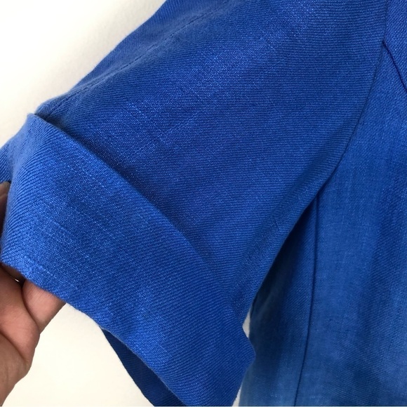 Lafayette 148 petite 100% Linen Short sleeve tie-dye blazer - Picture 2 of 11